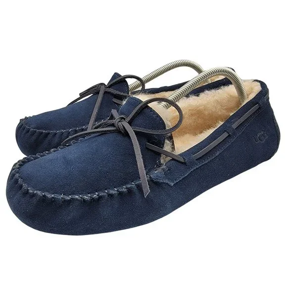 UGG Australia Olsen Suede Moccasins Blue Navy Lined Loafers Men’s 10 1003390